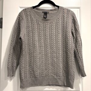 H&M Basic 3/4 Sleeve Cable Knit Sweater Wool Blend Womens‎ Small Fisherman Beach